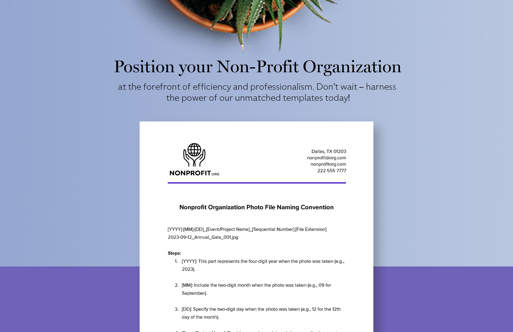 Nonprofit Organization Photo File Naming Convention Template