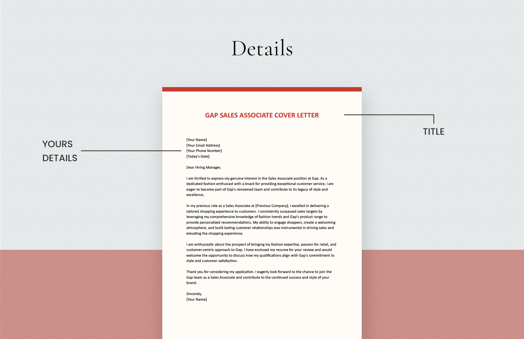 Gap Sales Associate Cover Letter