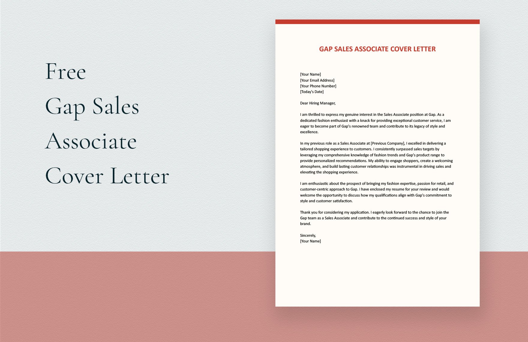 Gap Sales Associate Cover Letter