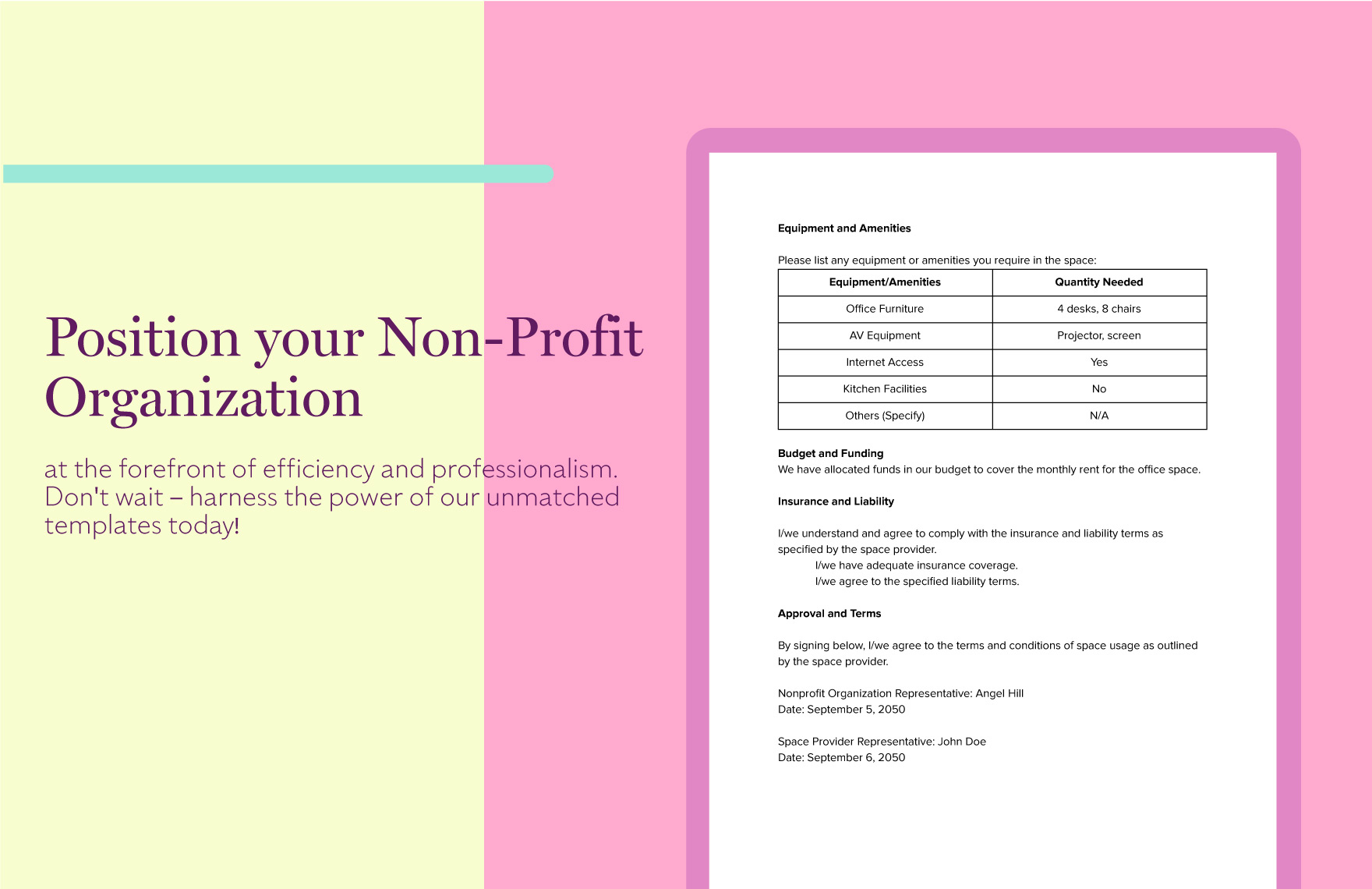 Nonprofit Organization Office Space Request Form Template