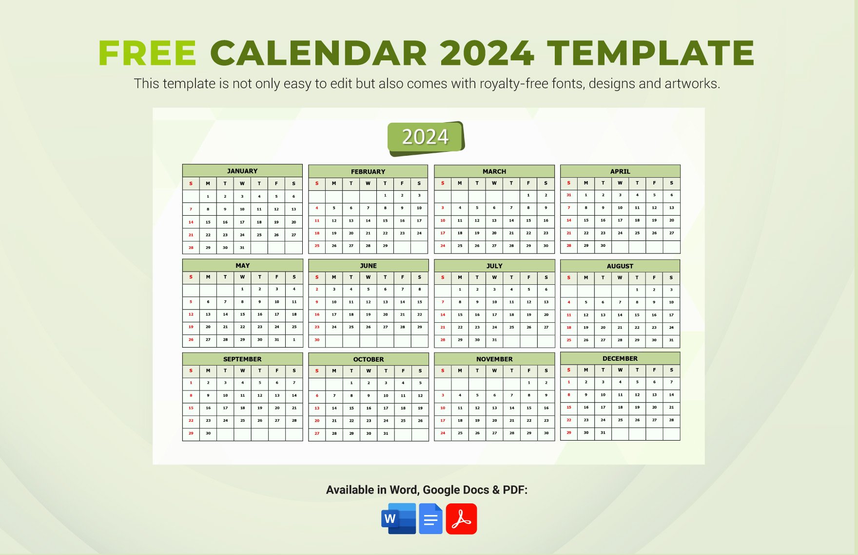 Google Docs 2025 Calendar 