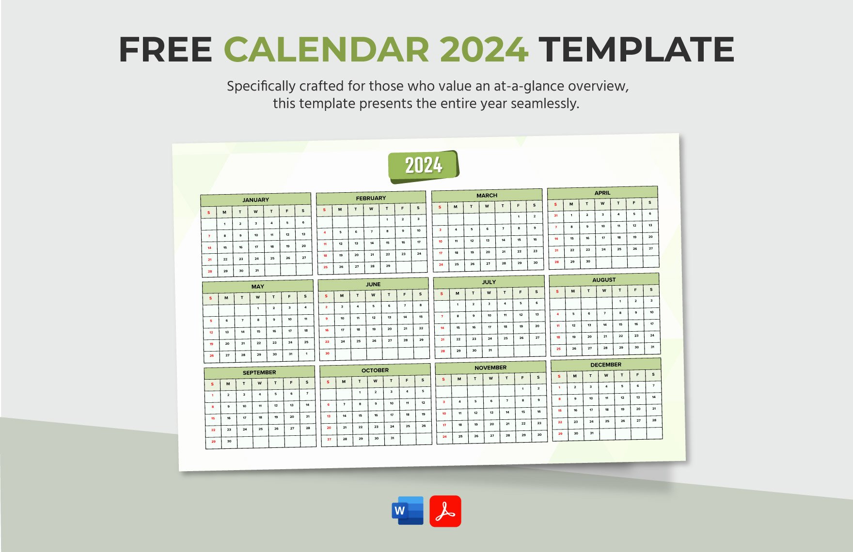 Free Calendar 2024 Template Download in Word, Google Docs, PDF