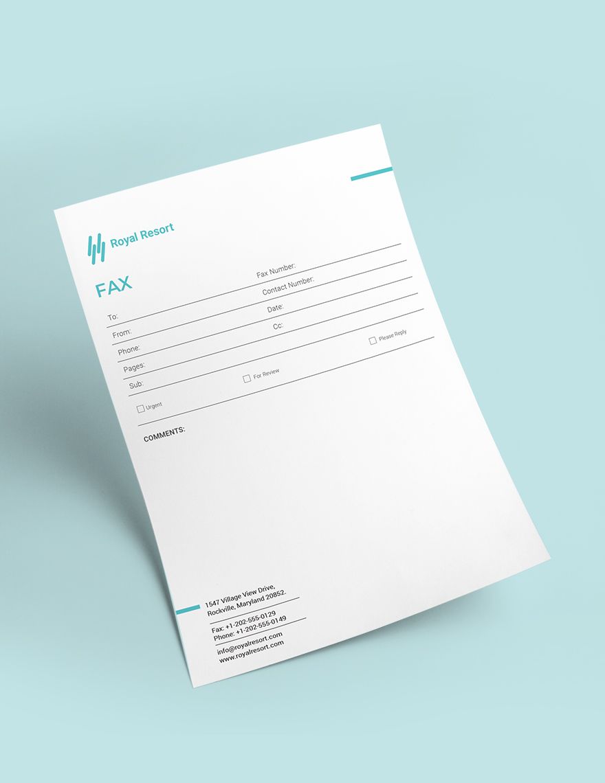 Royal Resort Fax Paper Template