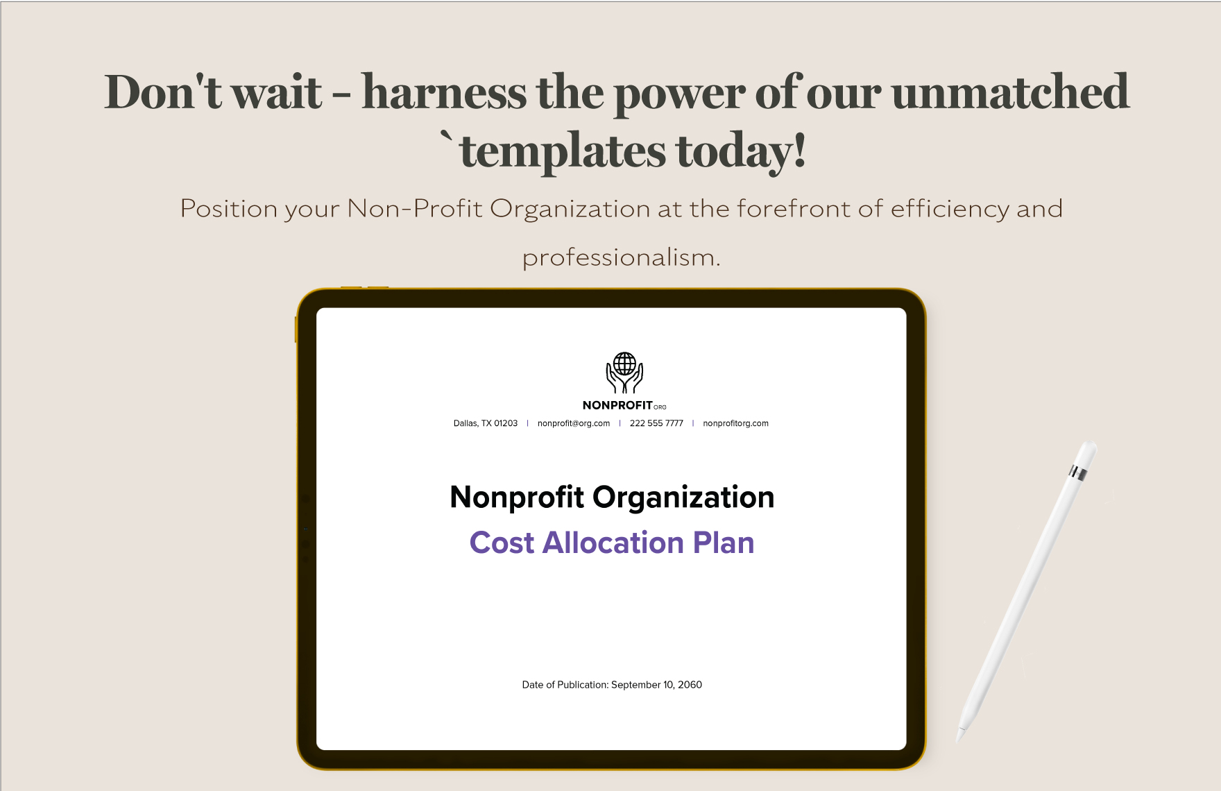 Nonprofit Organization Cost Allocation Plan Template