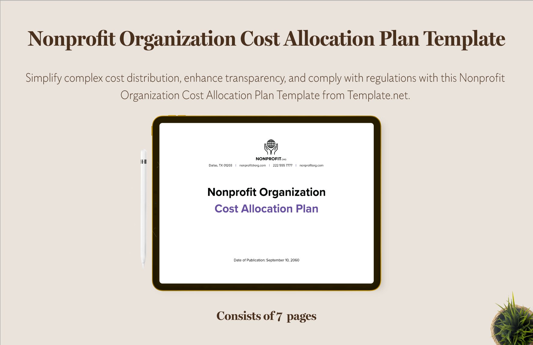 Nonprofit Organization Cost Allocation Plan Template