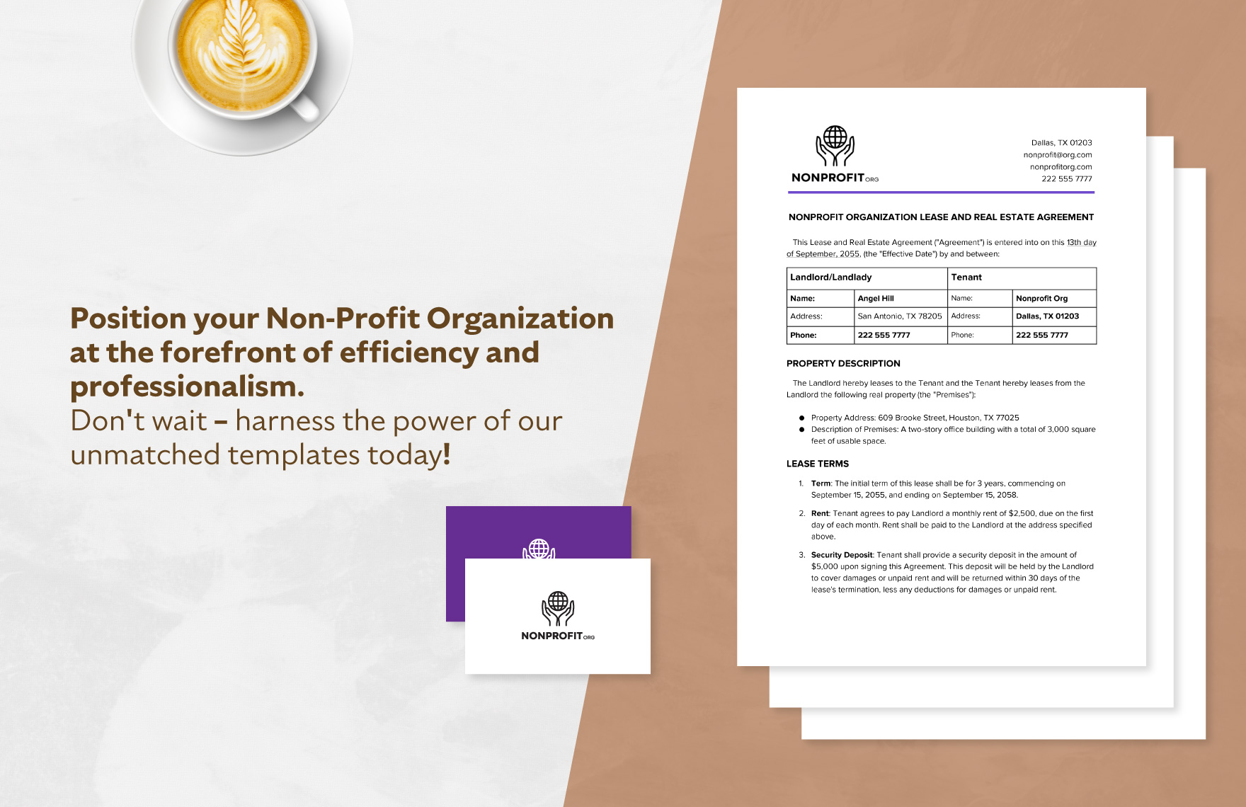 Nonprofit Organization Lease and Real Estate Agreement Template