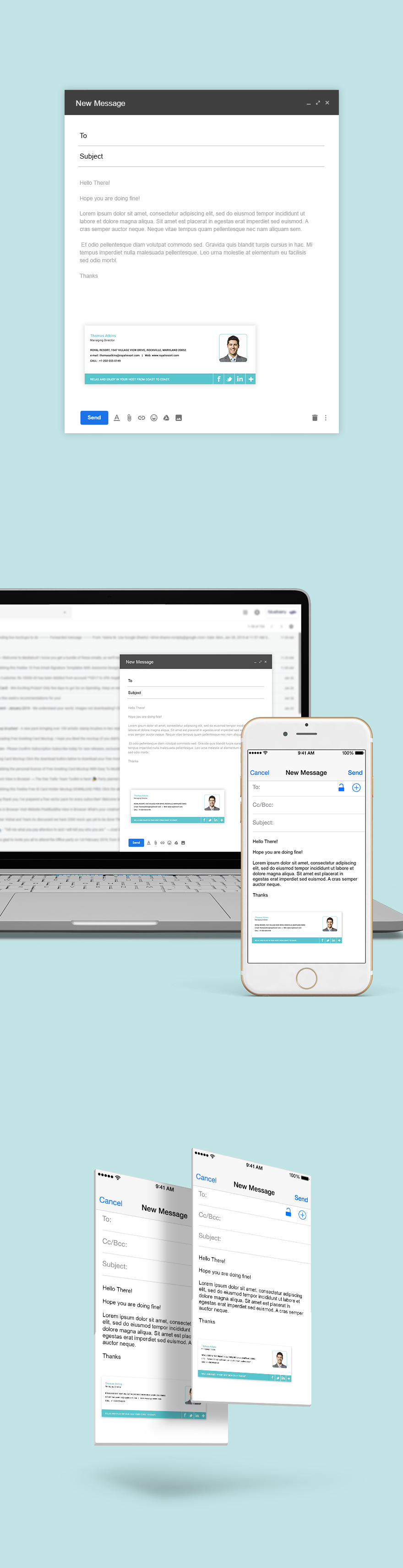 Standard Email Signature Template HTML5, PSD