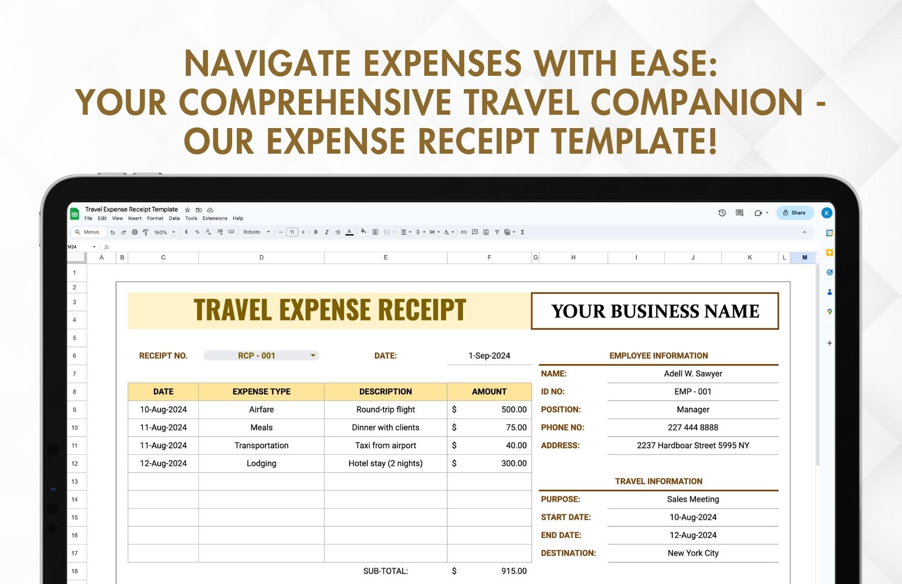 Travel Expense Receipt Template