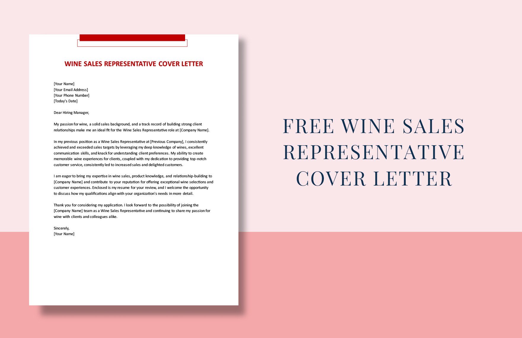 Wine Sales Representative Cover Letter