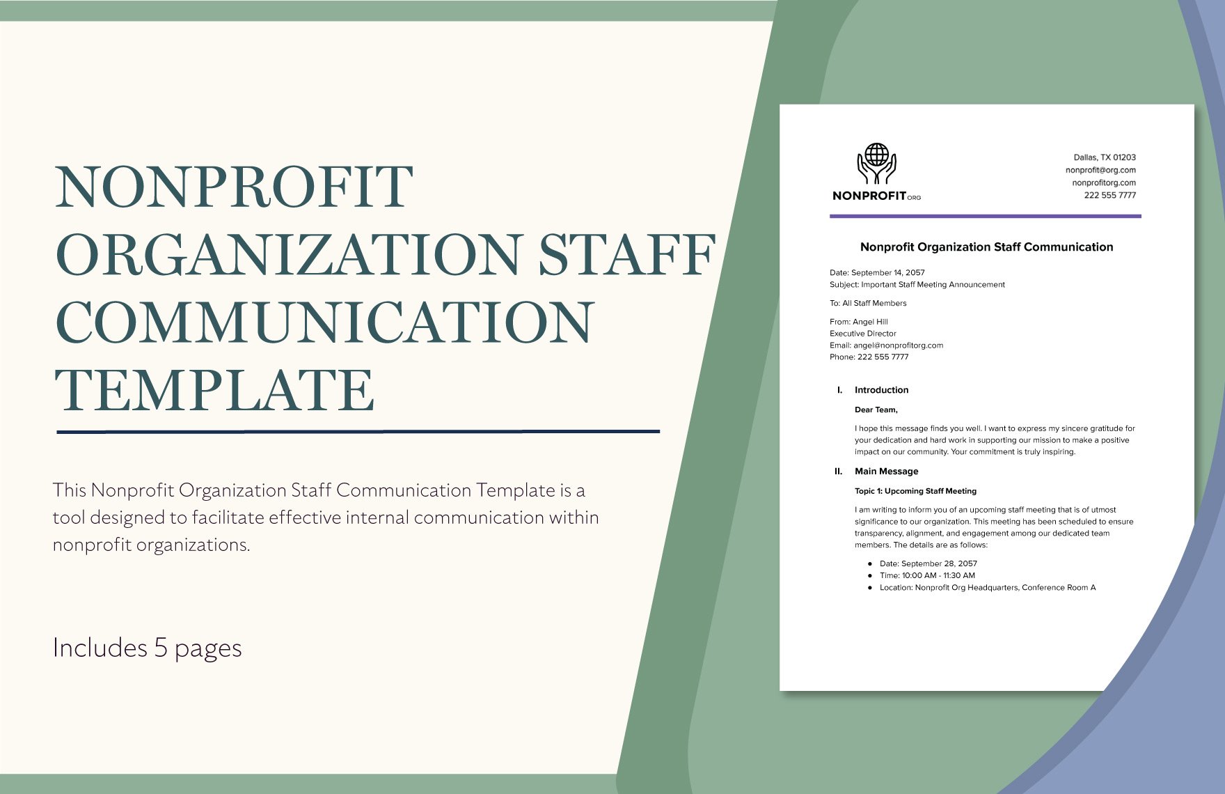 Nonprofit Organization Staff Communication Template in Word, Google Docs, PDF