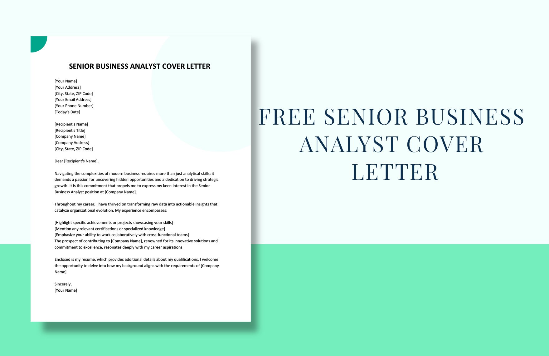 Senior Business Analyst Cover Letter in Word, Google Docs