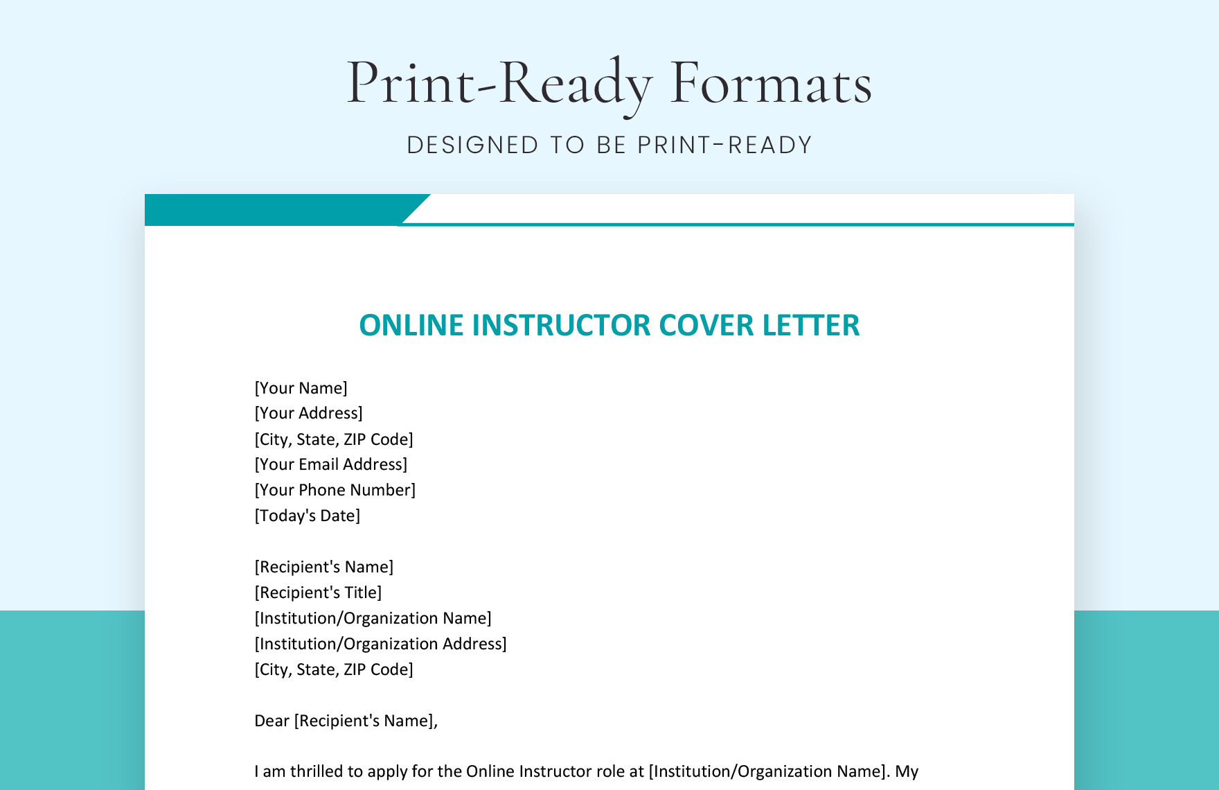 Online Instructor Cover Letter