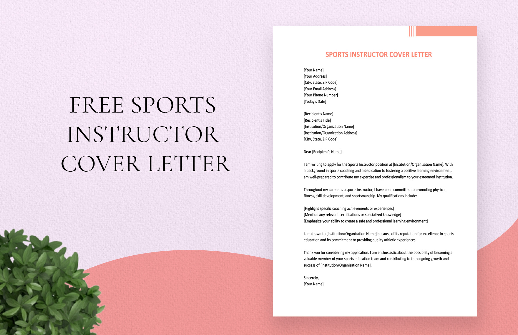 Sports Instructor Cover Letter in Word, Google Docs