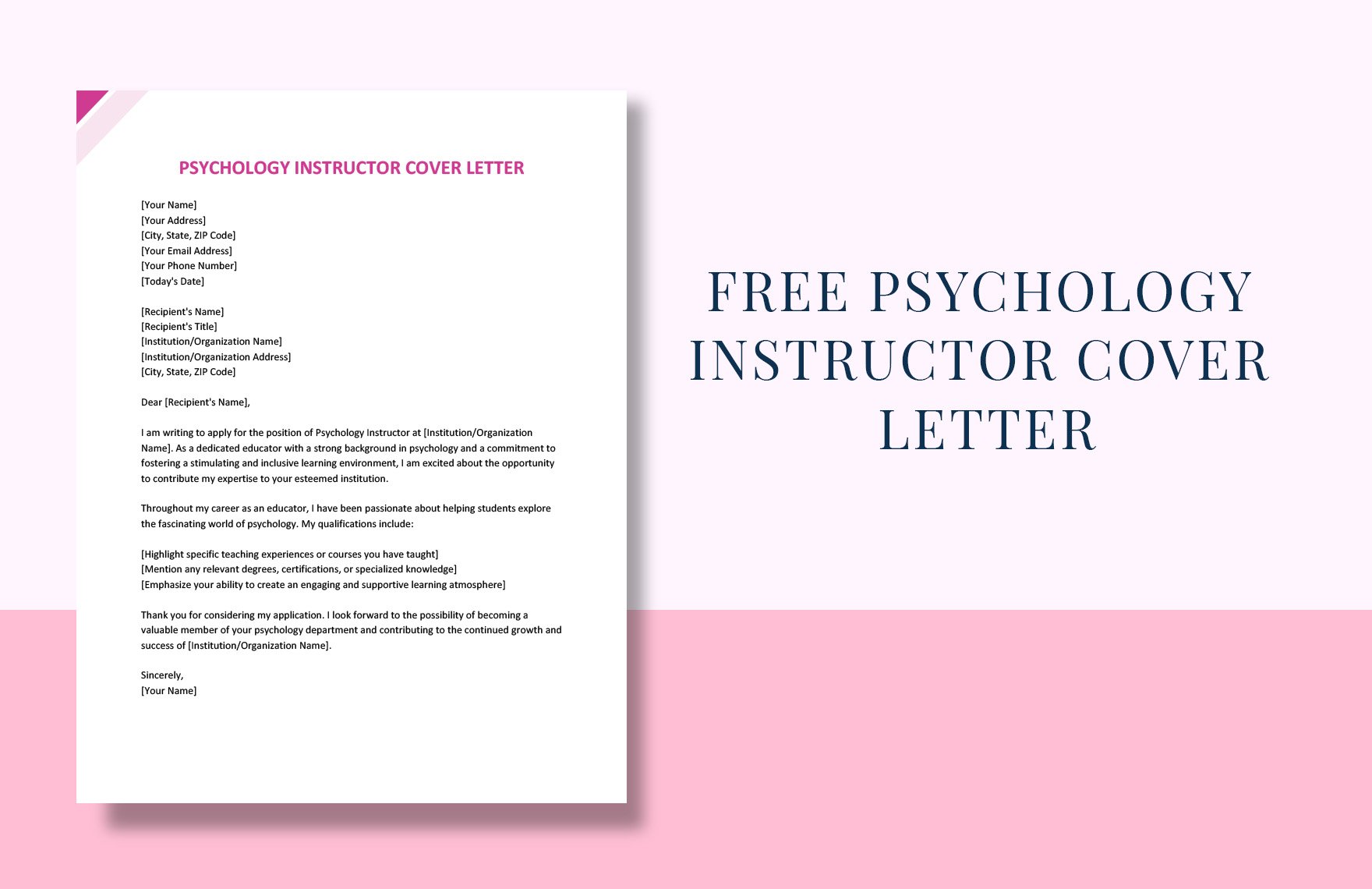 Psychology Instructor Cover Letter