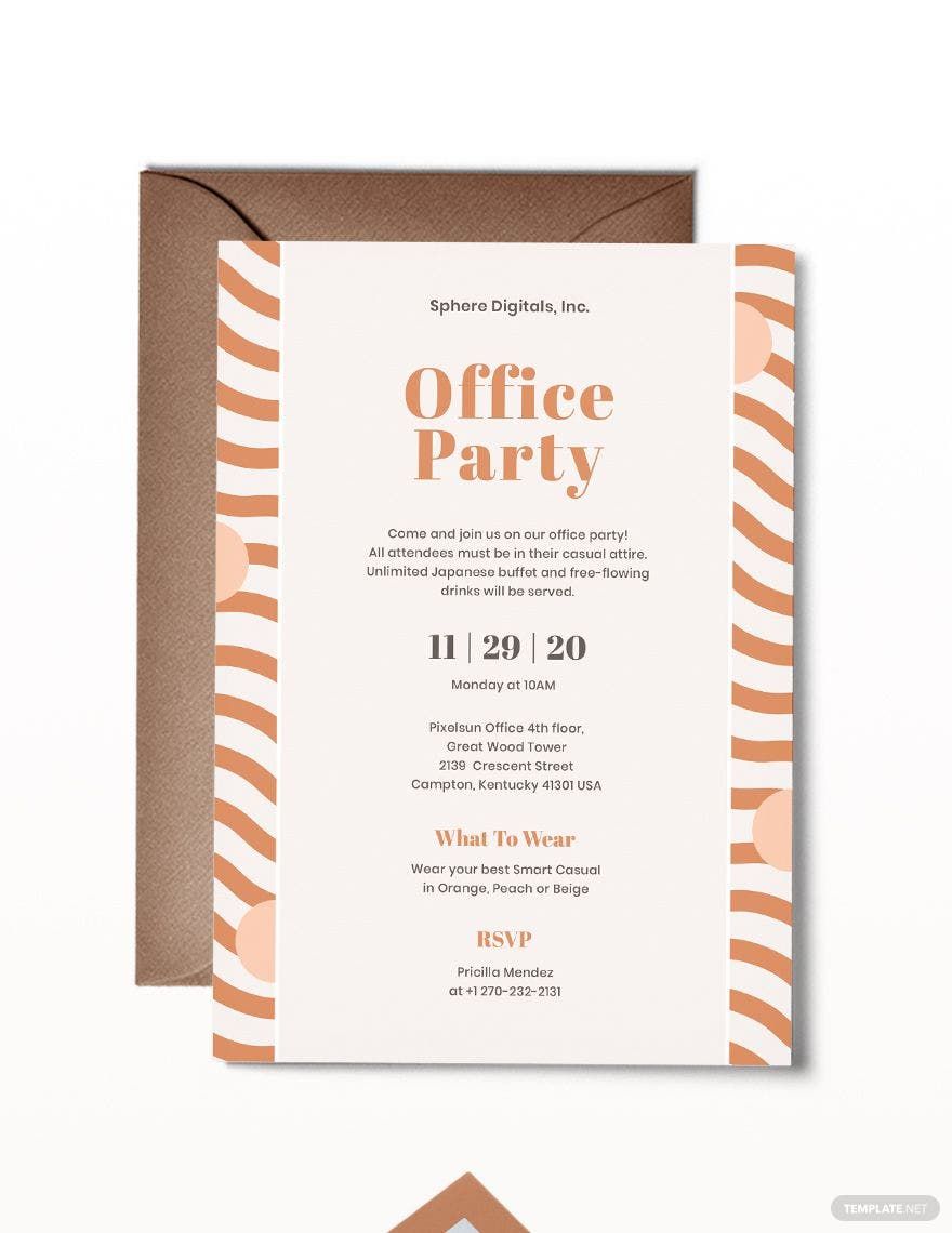 Office Party Invitation Template in Illustrator, PSD, Pages, Word ...