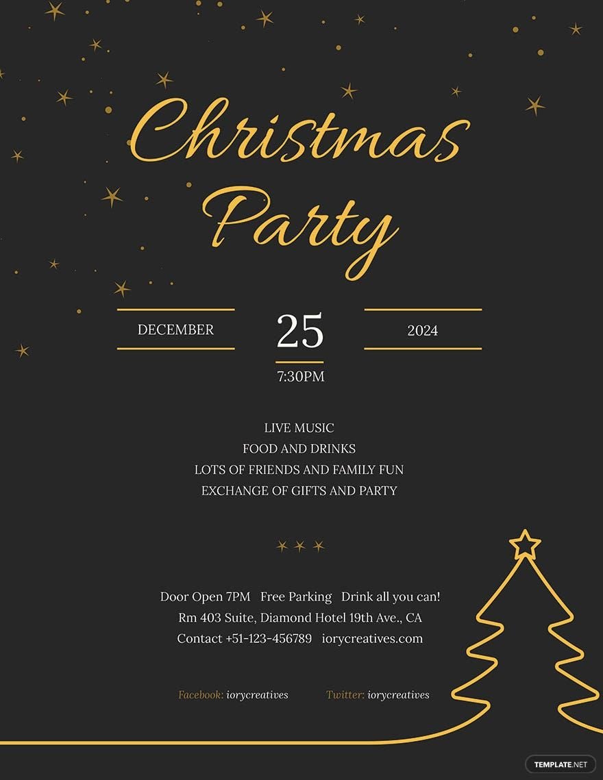 Free Christmas Holiday Party Poster Template