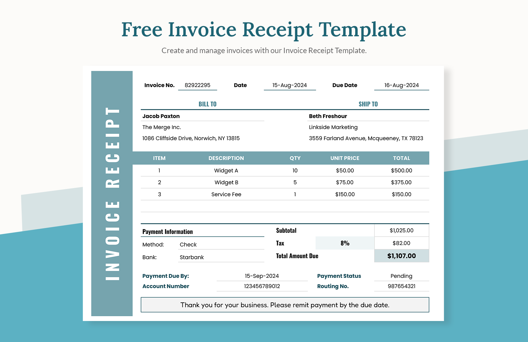 Free Printable Receipt Template - Download in Excel, Google Sheets ...