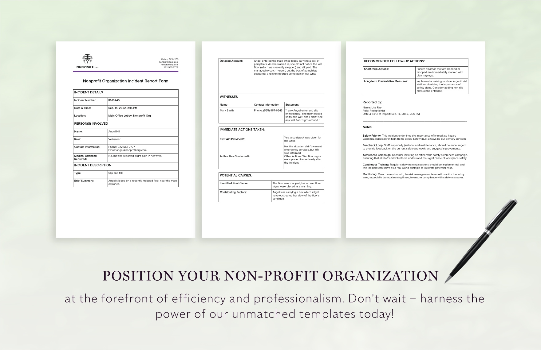 Nonprofit Organization Incident Report Form Template