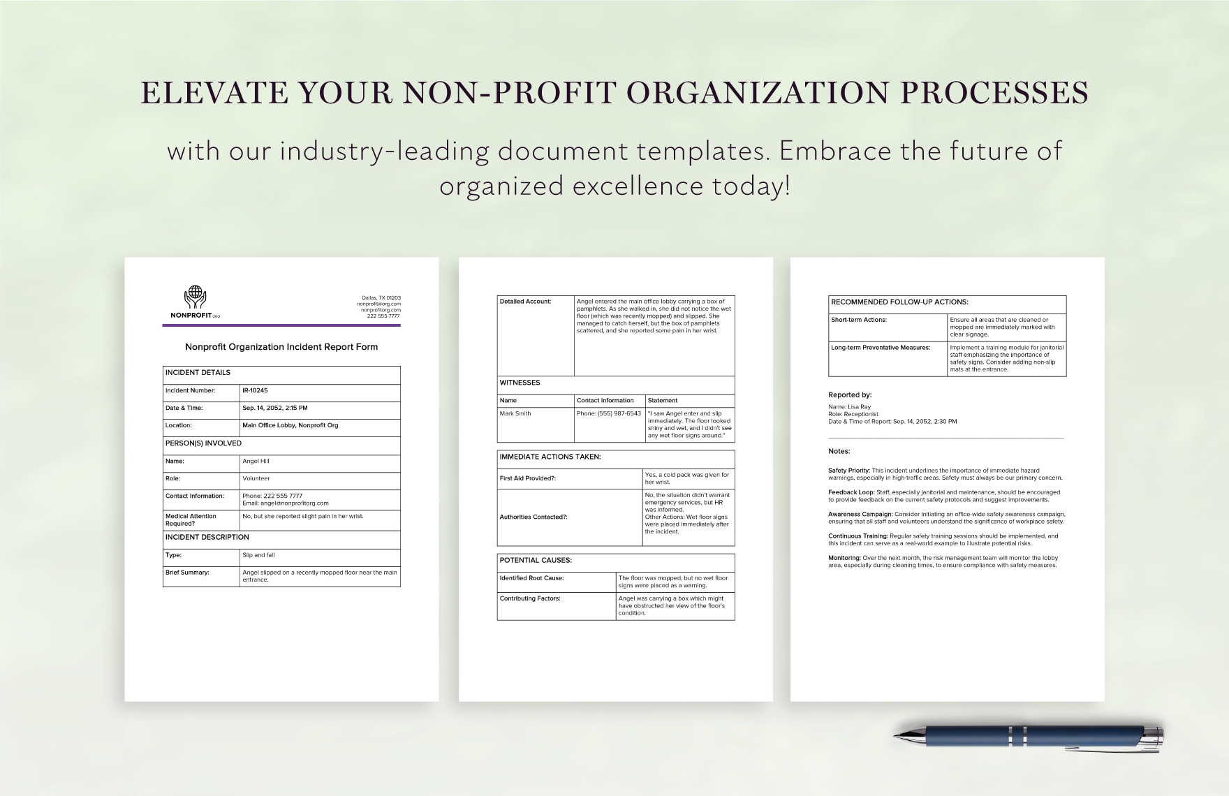 Nonprofit Organization Incident Report Form Template