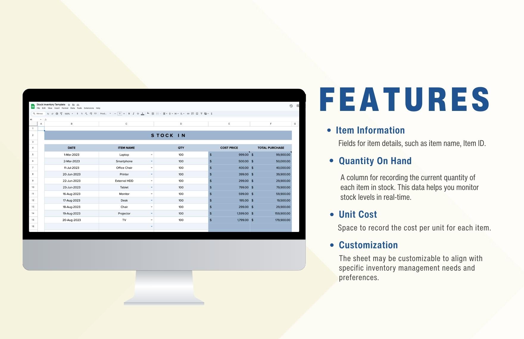 Stock Inventory Template - Download in Excel, Google Sheets | Template.net