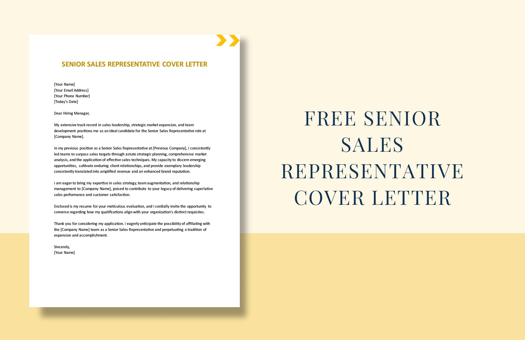 Senior Sales Representative Cover Letter
