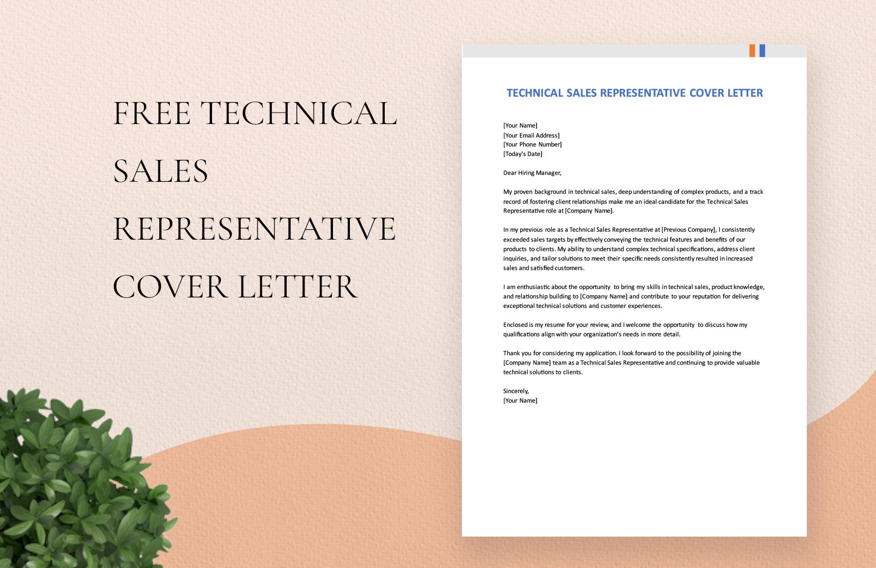 Technical Sales Representative Cover Letter