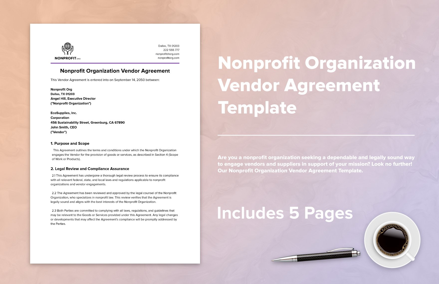 Nonprofit Organization Vendor Agreement Template