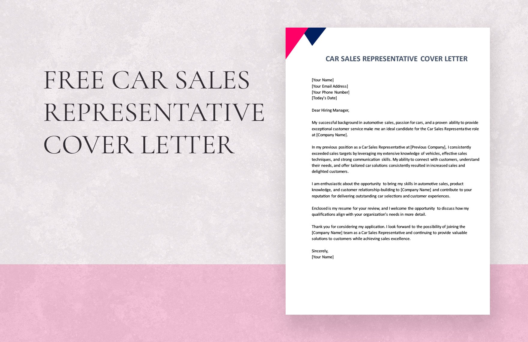 Car Sales Representative Cover Letter