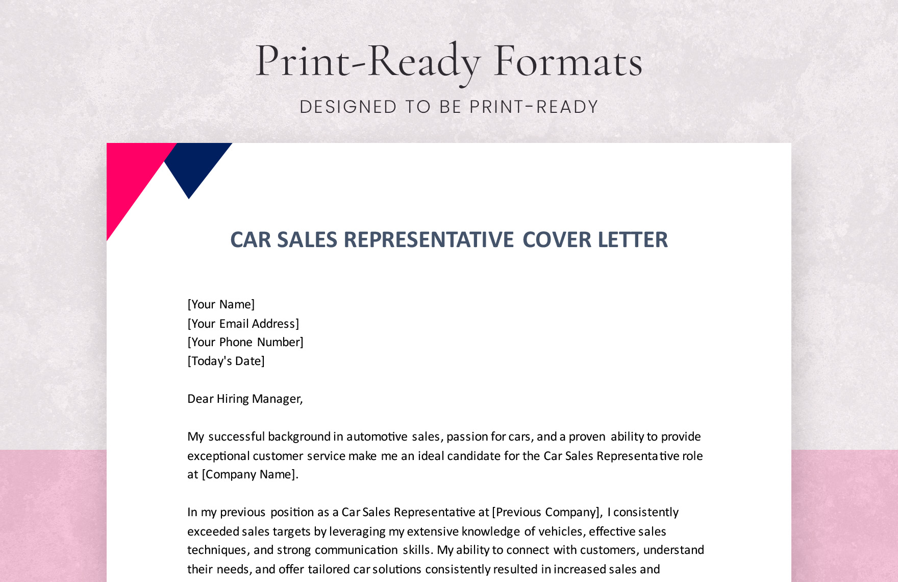 Car Sales Representative Cover Letter