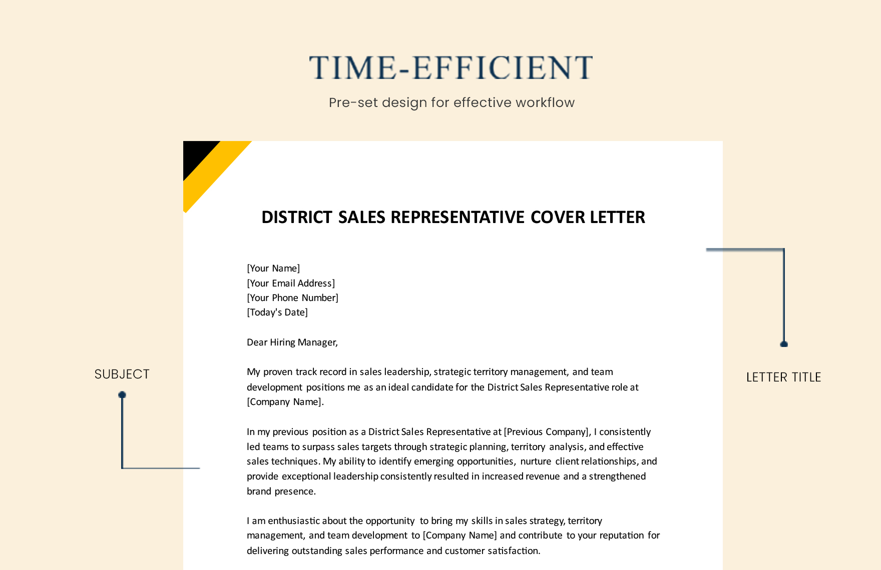 District Sales Representative Cover Letter