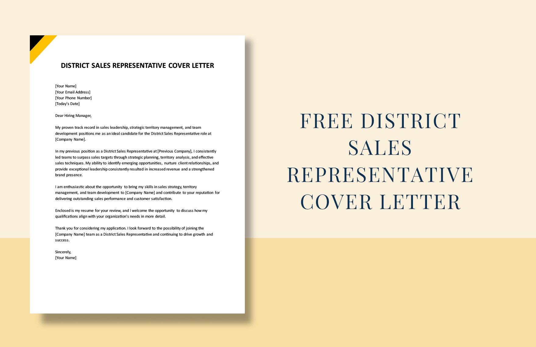 District Sales Representative Cover Letter