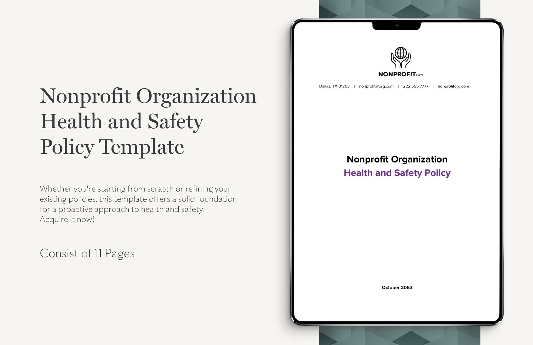 Nonprofit Organization Health and Safety Policy Template in Word, Google Docs, PDF