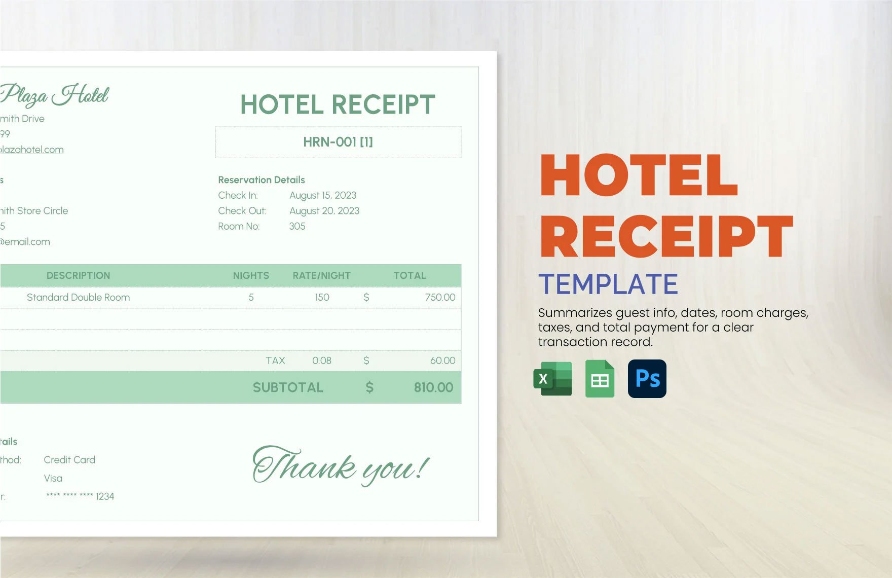 Hotel Receipt Template