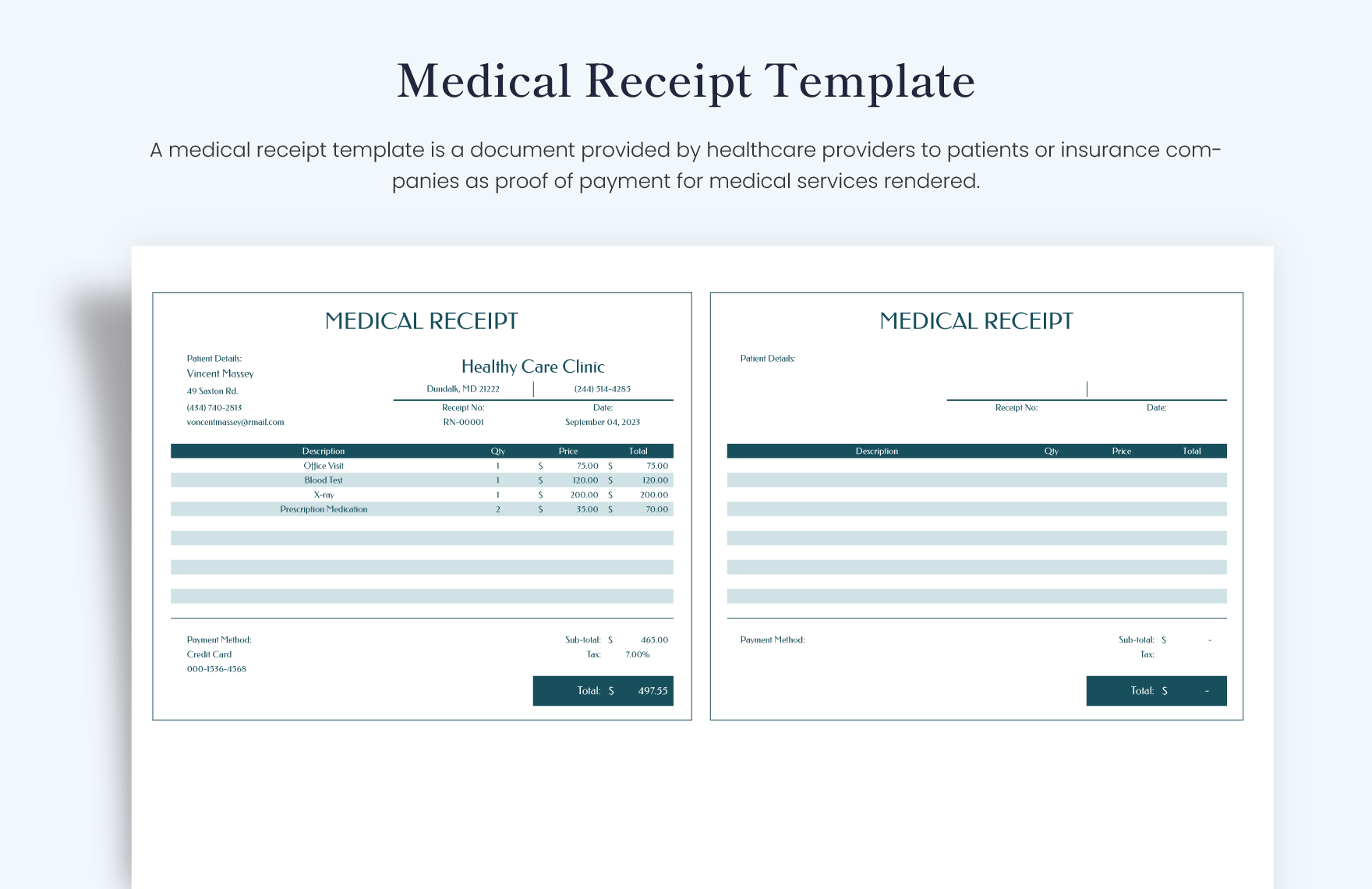Medical Receipt Template
