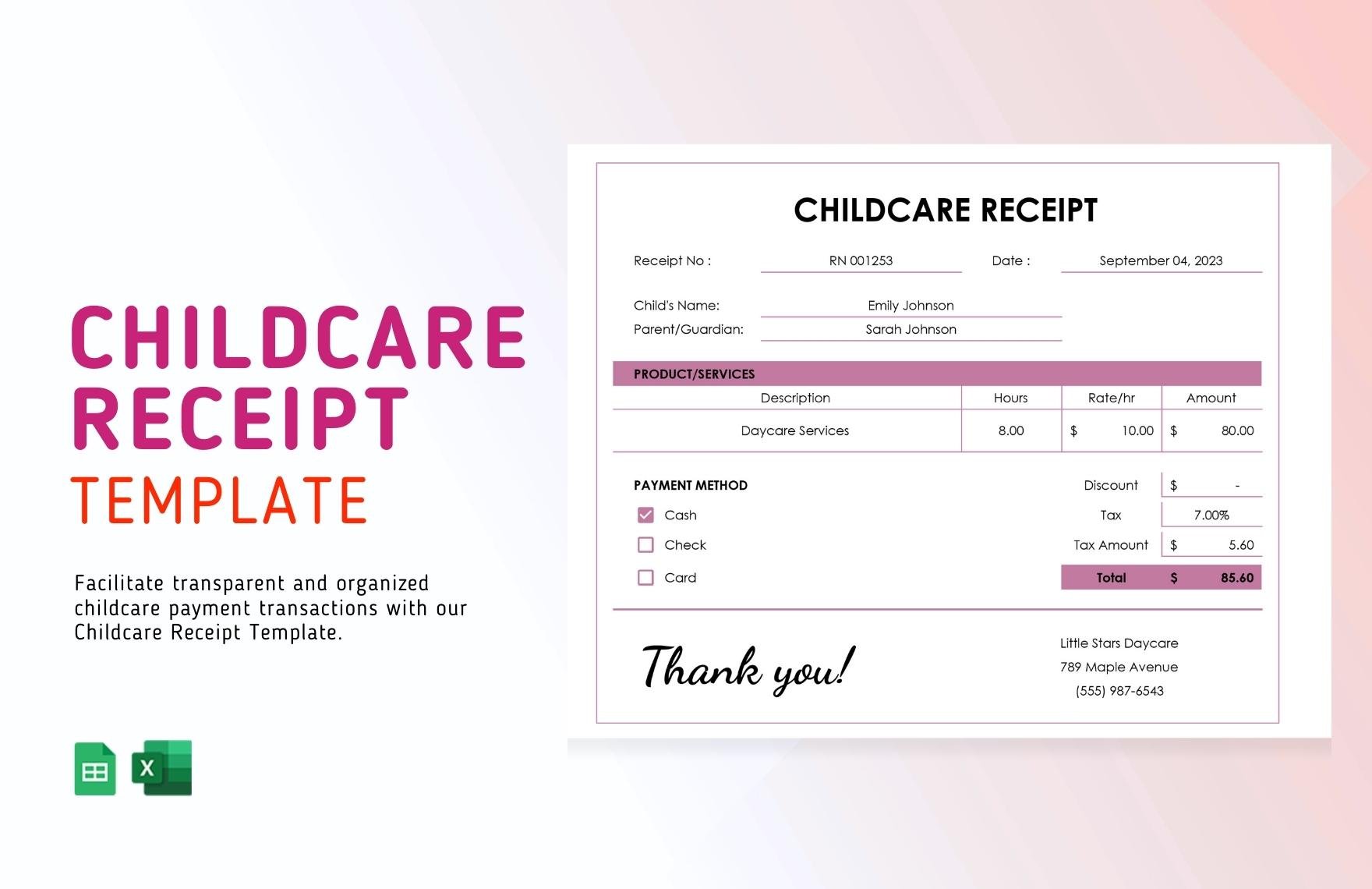 Childcare Receipt Template
