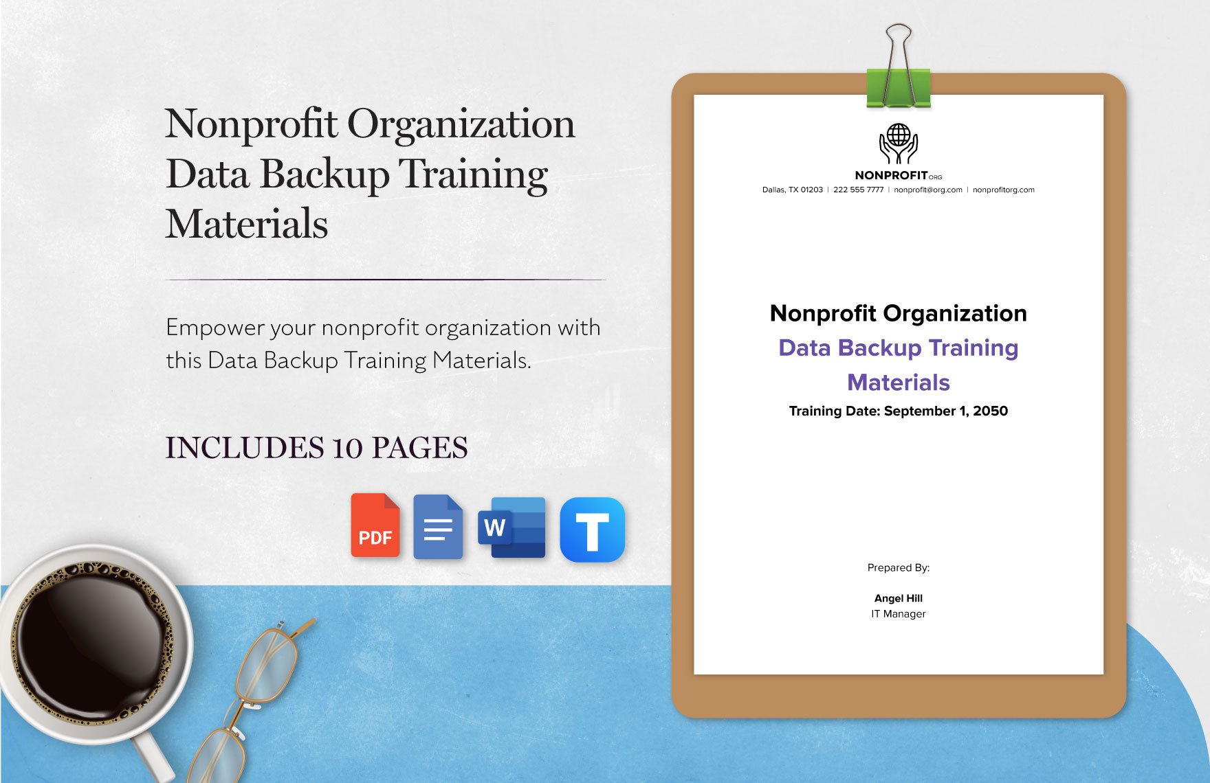 Nonprofit Organization Data Backup Training Materials in Word, Google Docs, PDF