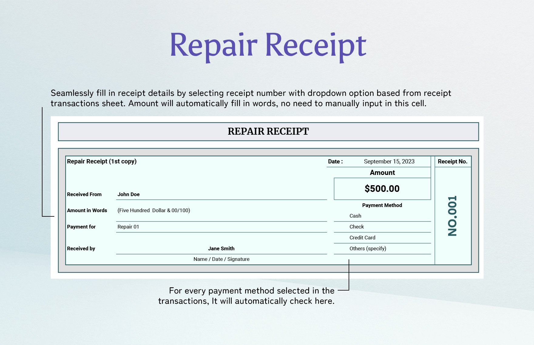 Repair Receipt Template