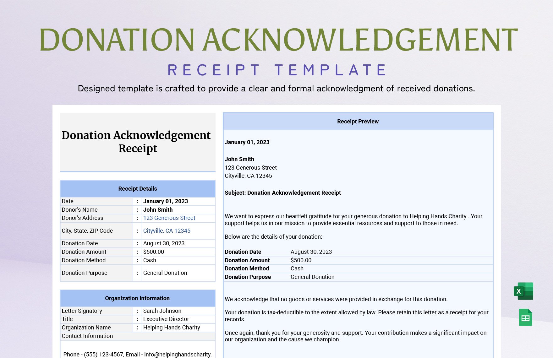 Donation Acknowledgment Receipt Template
