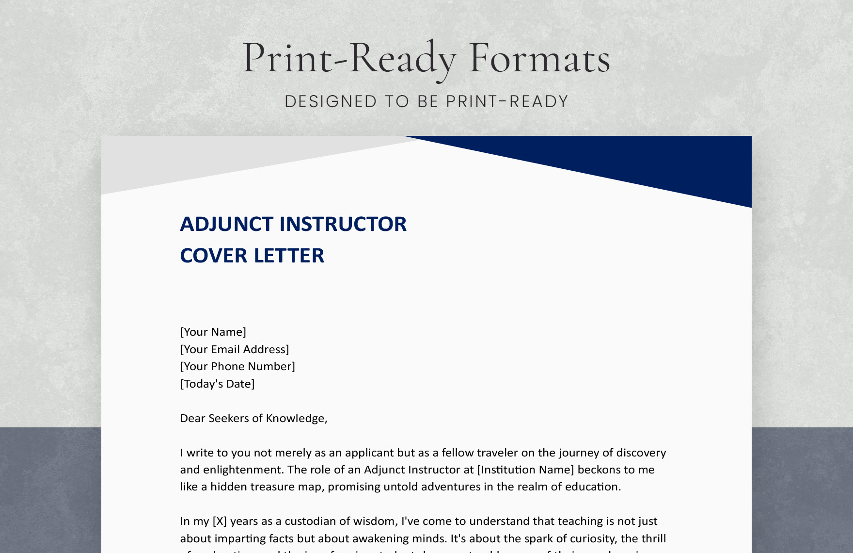 Adjunct Instructor Cover Letter