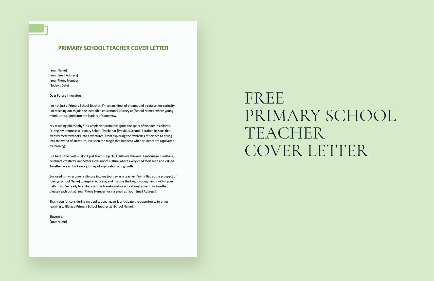Primary School Teacher Cover Letter