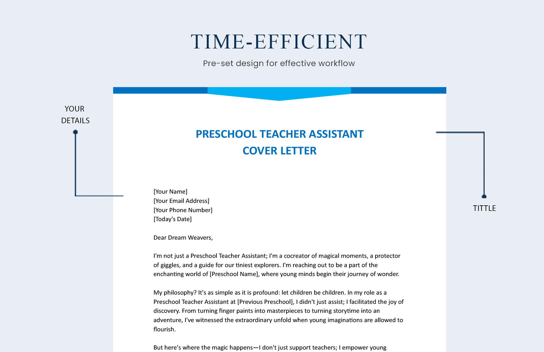 cover letter for teacher assistant preschool