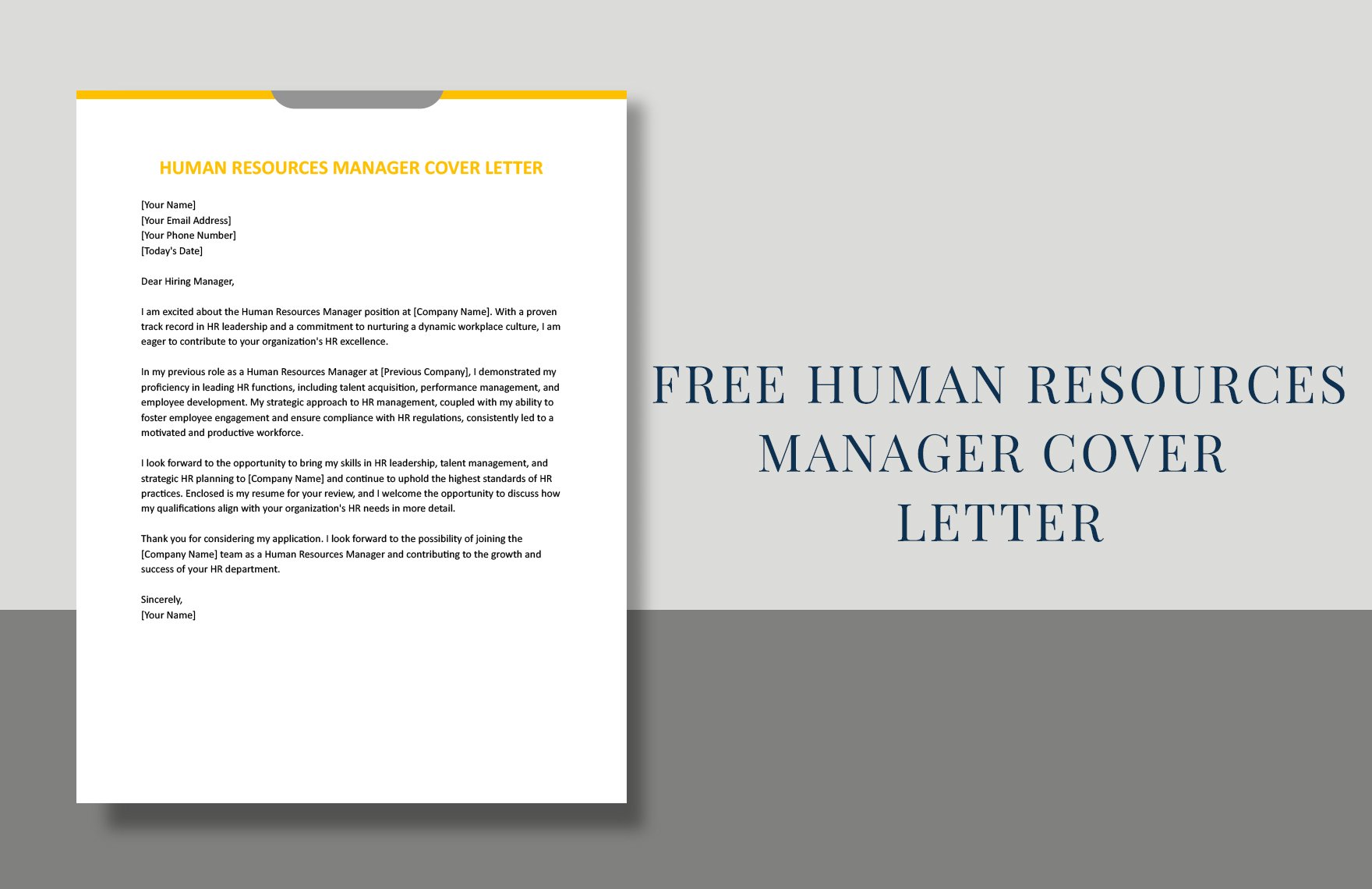 Human Resources Manager Cover Letter in Word, Google Docs
