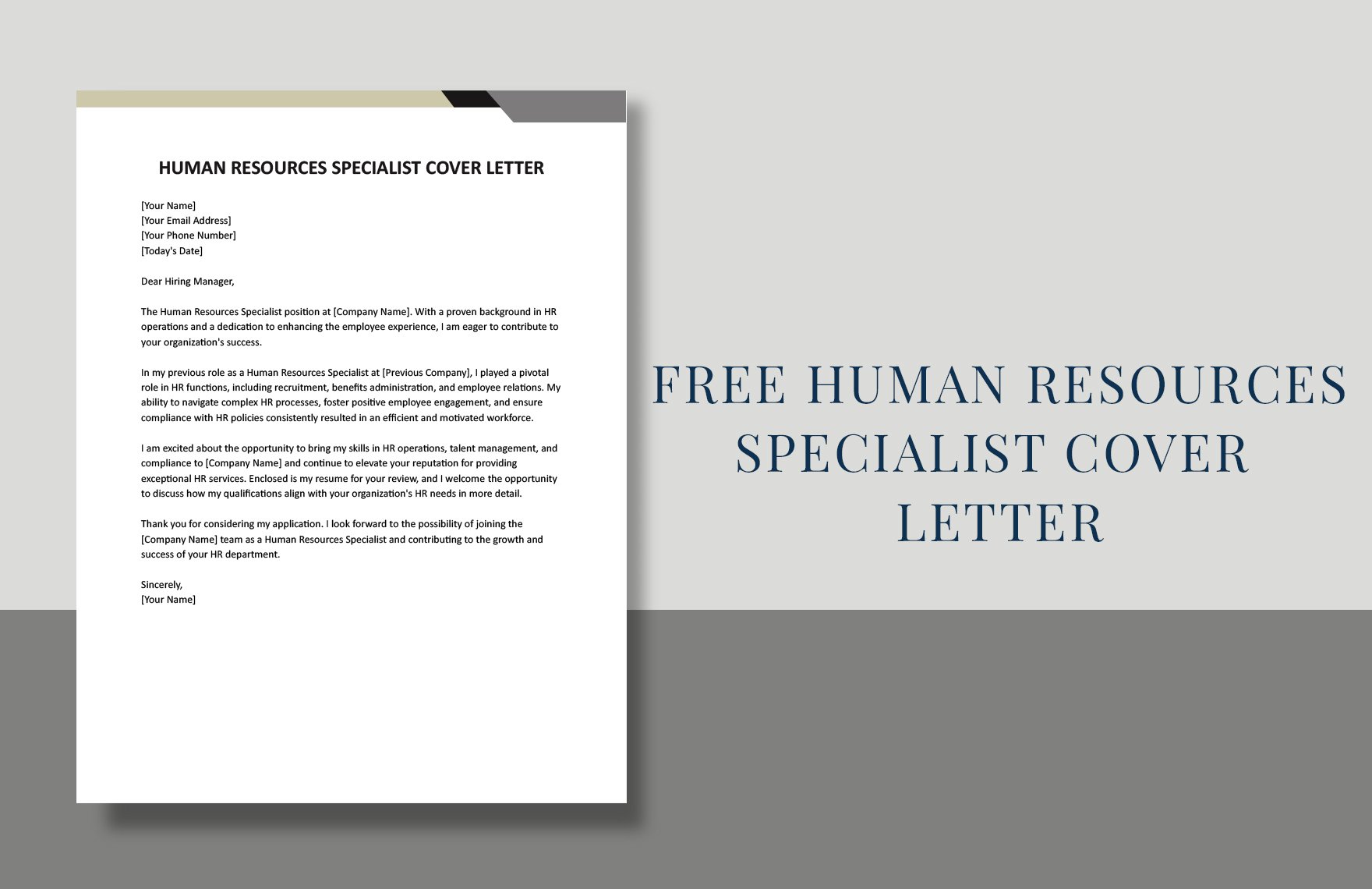 Human Resources Specialist Cover Letter