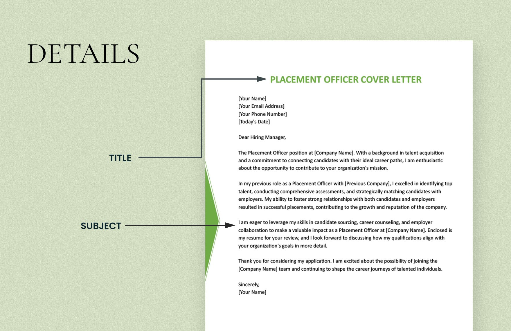 Placement Officer Cover Letter