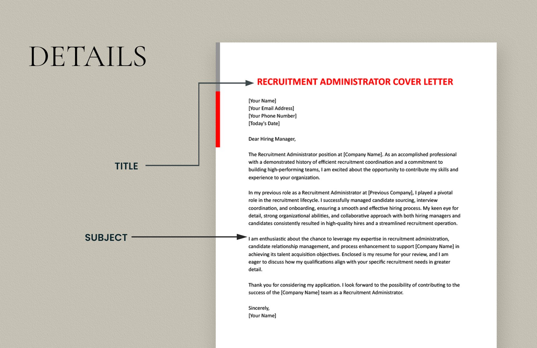 Recruitment Administrator Cover Letter