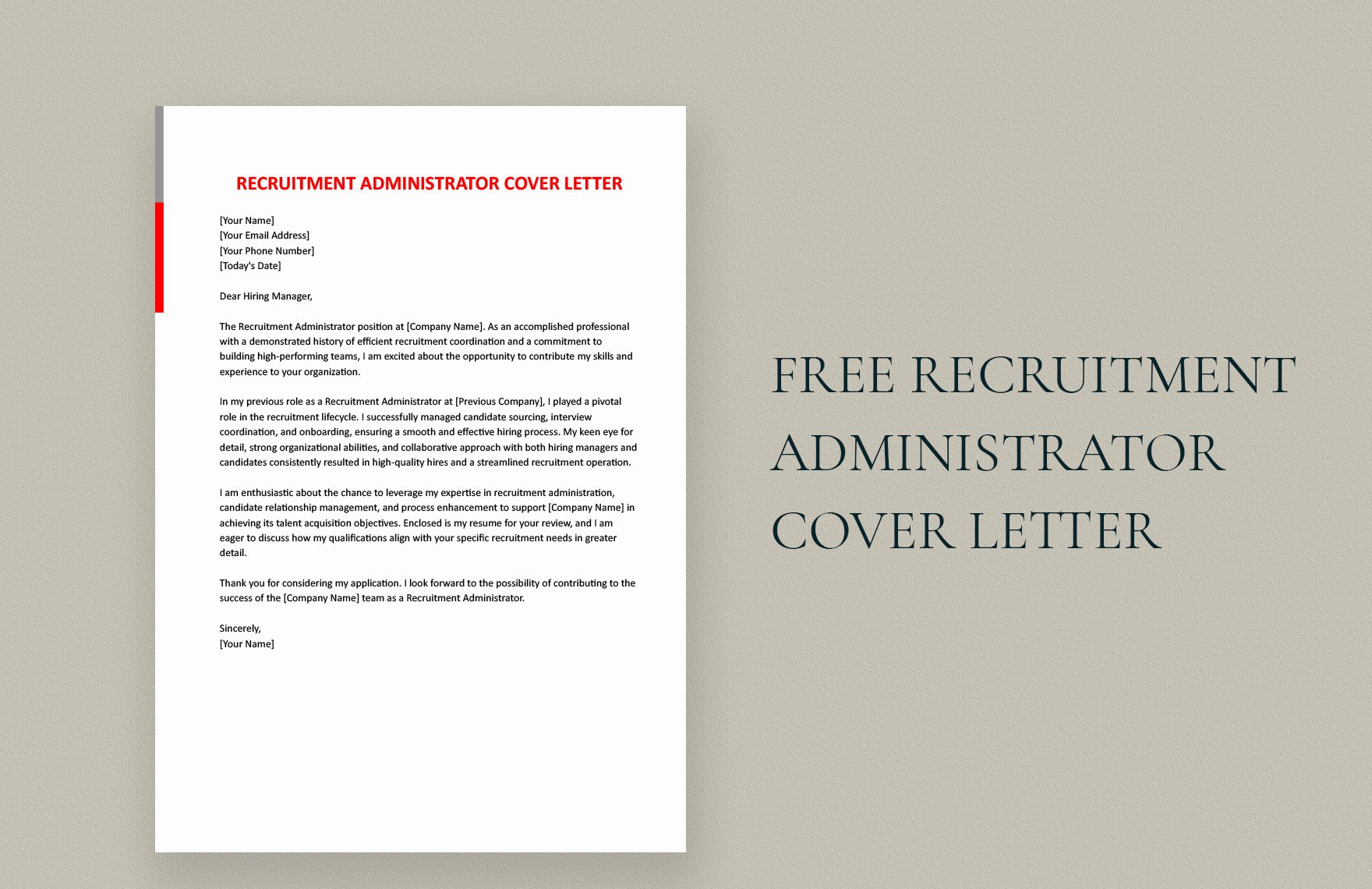 Recruitment Administrator Cover Letter