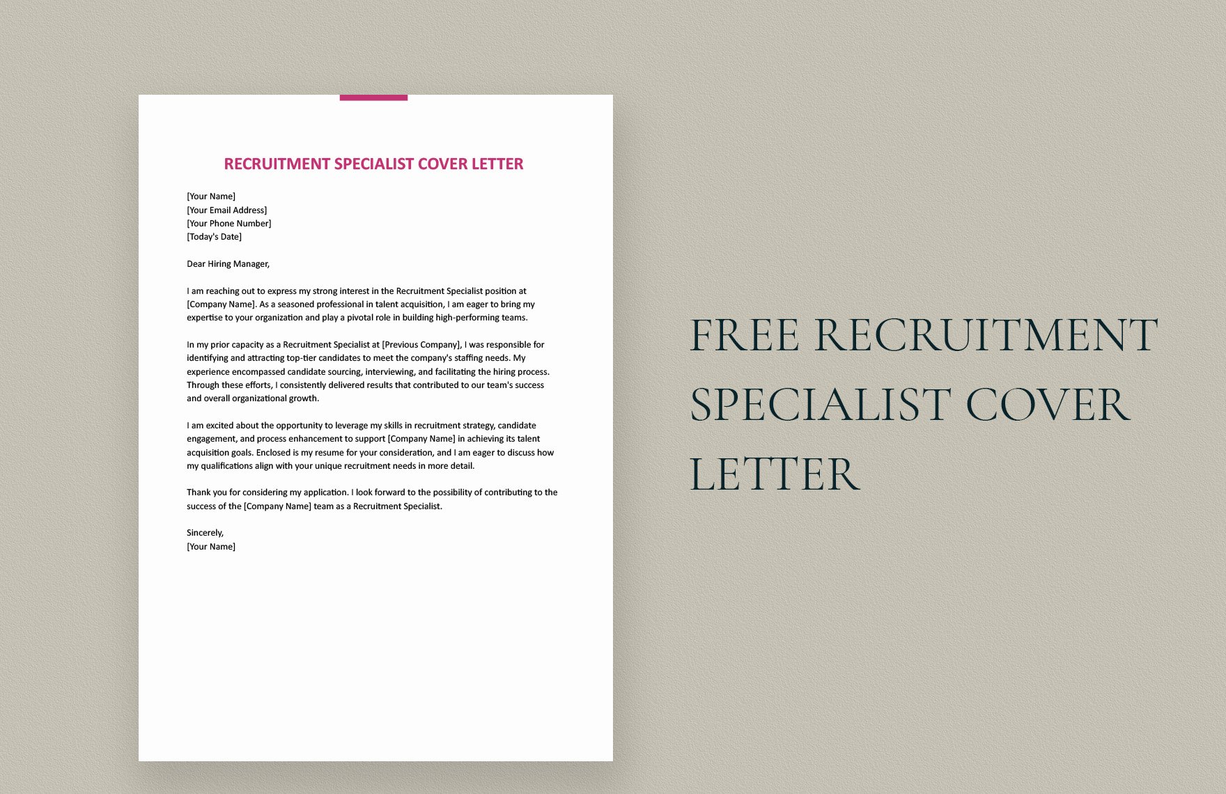 Recruitment Specialist Cover Letter