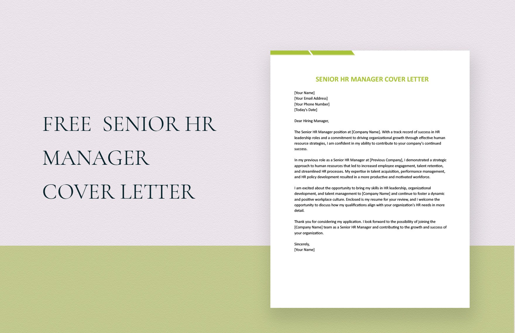Senior HR Manager Cover Letter
