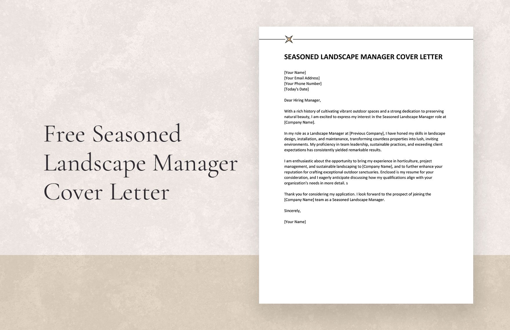Seasoned Landscape Manager Cover Letter