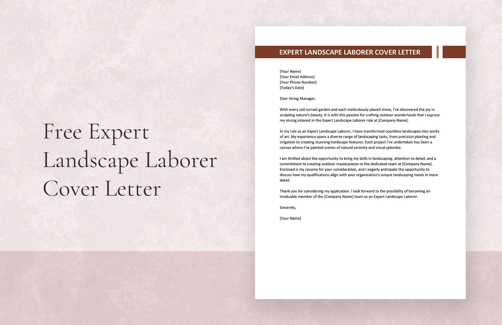 Expert Landscape Laborer Cover Letter in Word, Google Docs